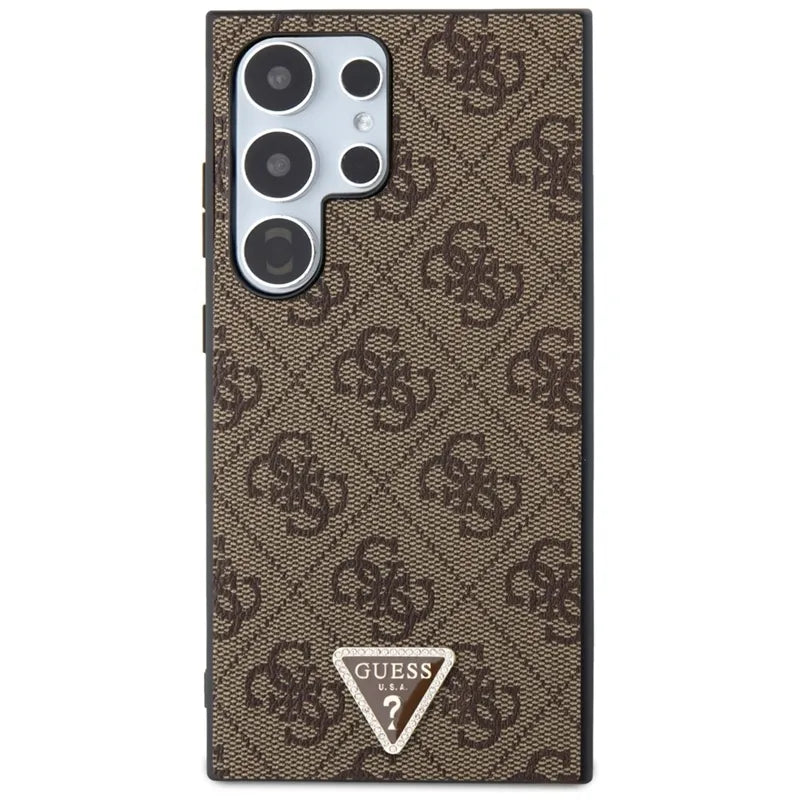 Guess 4G Triangle Strass – dėklas Samsung Galaxy S24 Ultra (ruda)