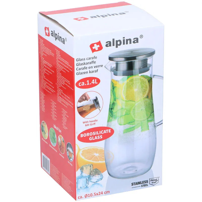 Alpina - Stiklinis grafinas su rankena iš borosilikatinio stiklo, 1,4 l