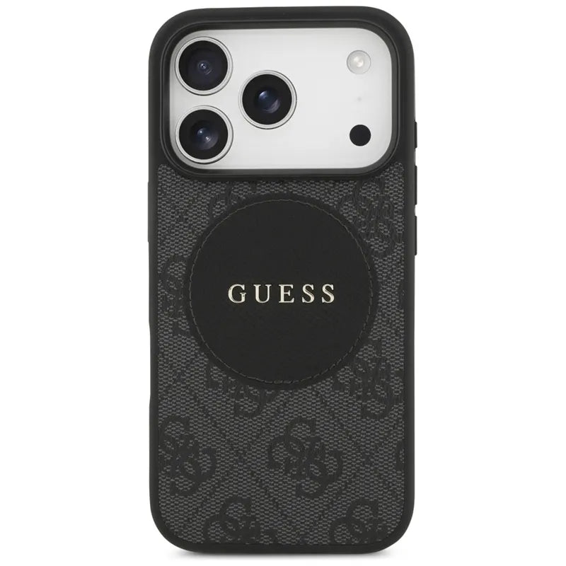 „Guess 4G Circle Classic Logo MagSafe“ – dėklas „iPhone 17 Pro“ (juodas)