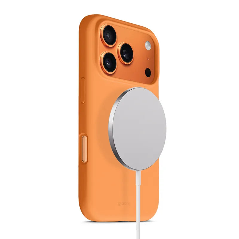Crong Color Cover Magnetic – MagSafe dėklas, skirtas iPhone 17 Pro (oranžinis)
