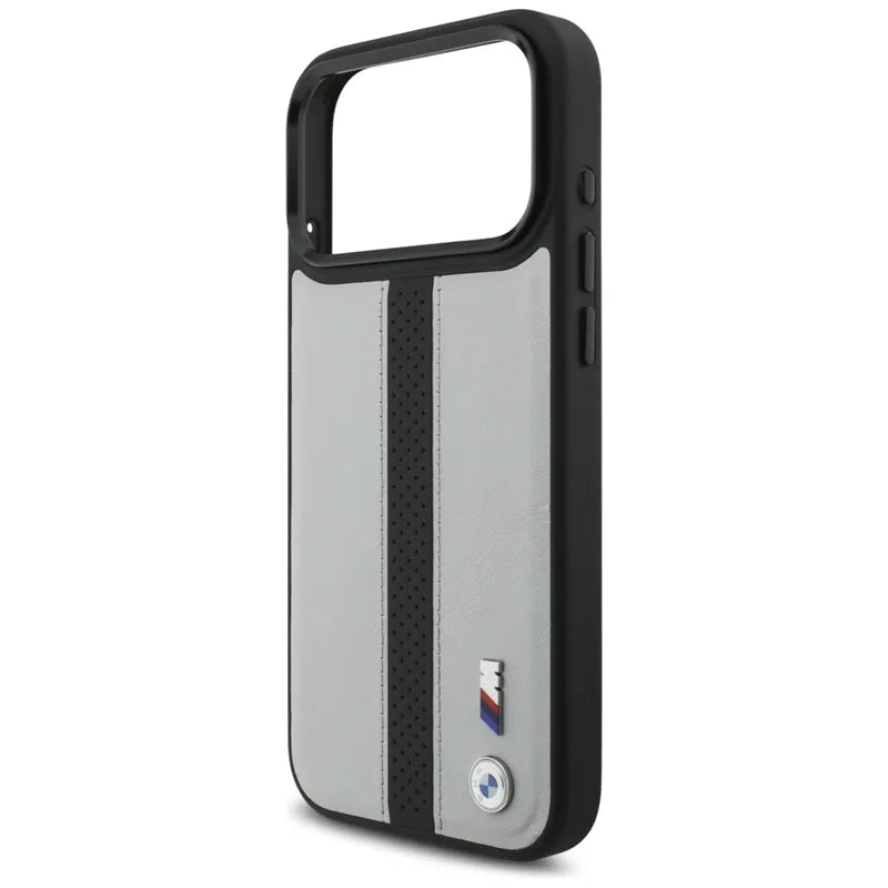 BMW M Perforated Stripe Logo MagSafe – iPhone 17 Pro Max dėklas (pilkas)