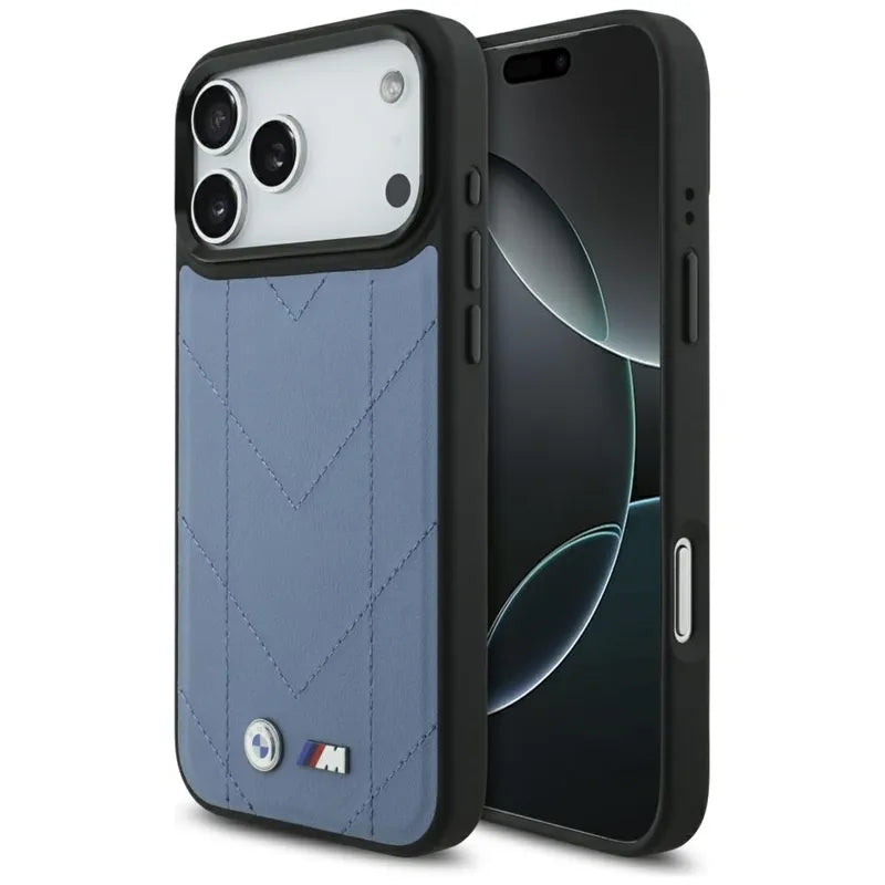 BMW M Quilted Logo MagSafe – iPhone 17 Pro Max dėklas (mėlynas)