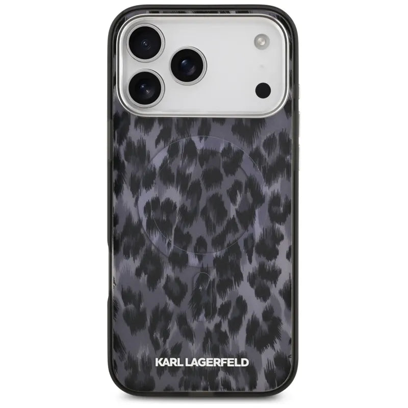 Karl Lagerfeld IML Leopard Pattern MagSafe – dėklas, skirtas iPhone 17 Pro Max (juodas)