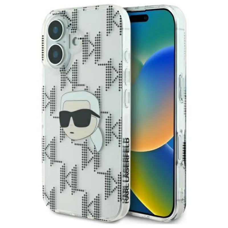 Karl Lagerfeld IML Karl Head Electroplated – dėklas iPhone 16 telefonui (skaidrus)