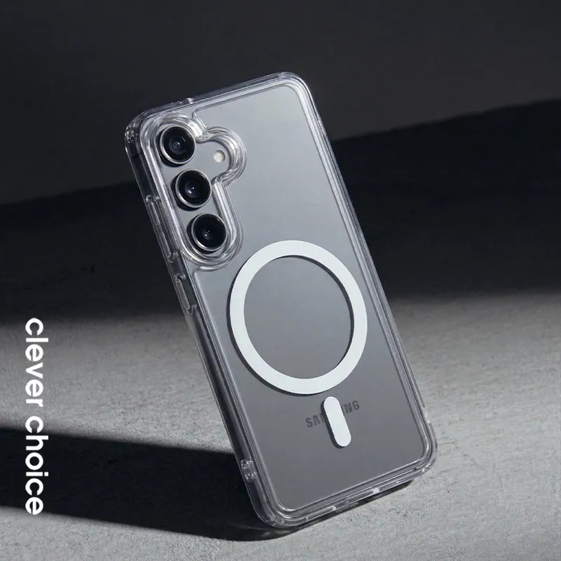 Crong Hybrid Clear Magnetic – MagSafe dėklas Samsung Galaxy A57 (skaidrus)