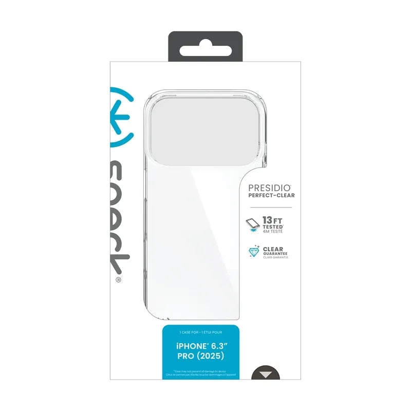 Speck Presidio Perfect-Clear – dėklas iPhone 17 Pro (skaidrus)