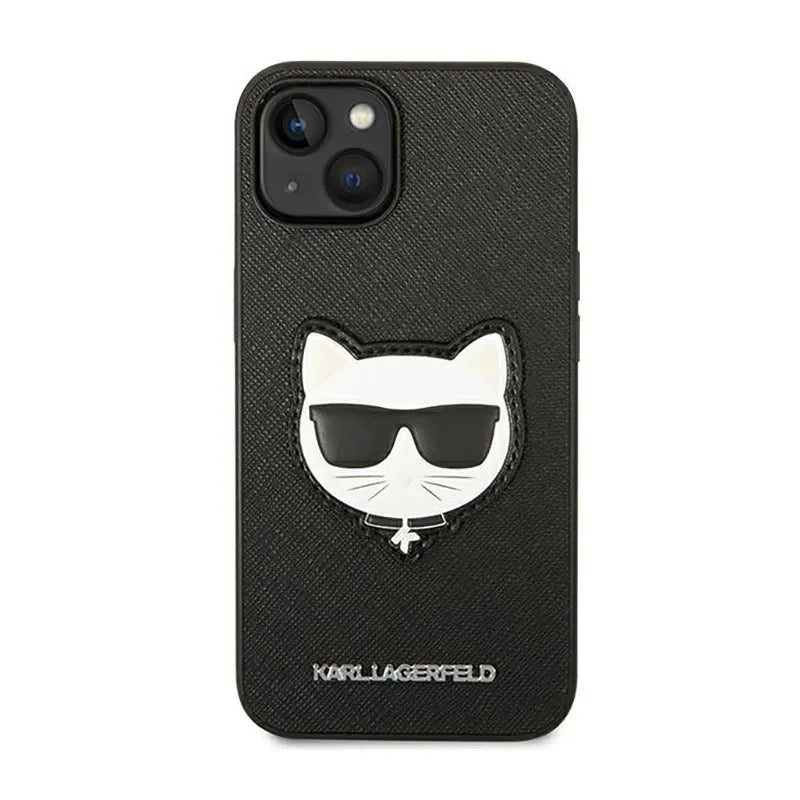 Karl Lagerfeld Saffiano Choupette Head Patch dėklas – Dėklas iPhone 14 Plus (juodas)