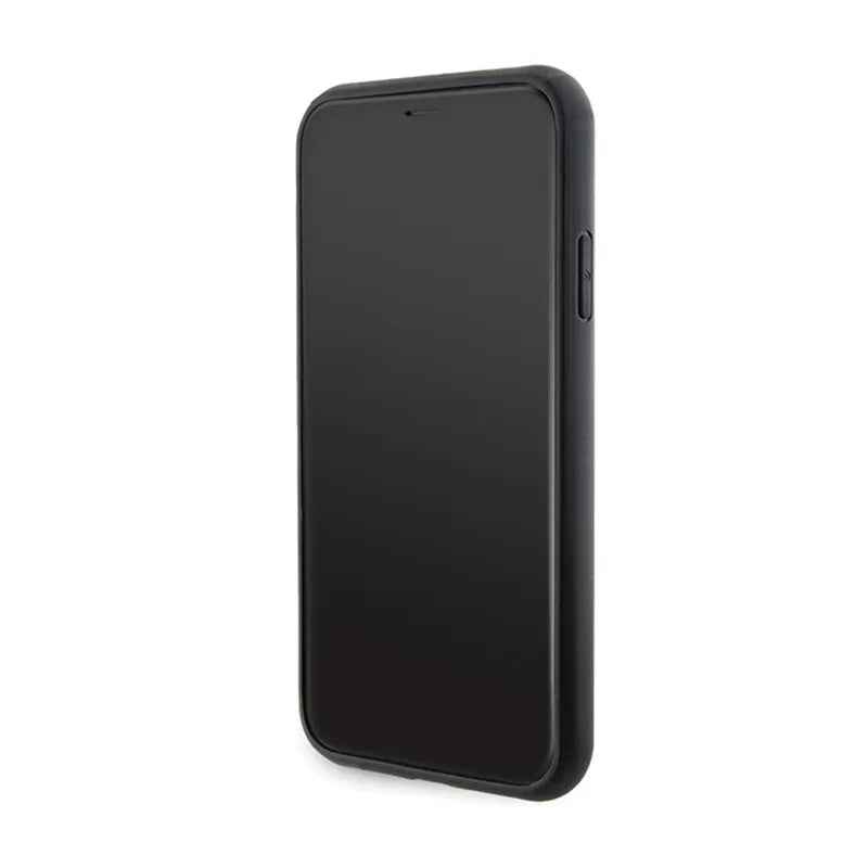 Karl Lagerfeld Gripstand Saffiano Karl & Choupette Pins – dėklas iPhone 11 (juodas)
