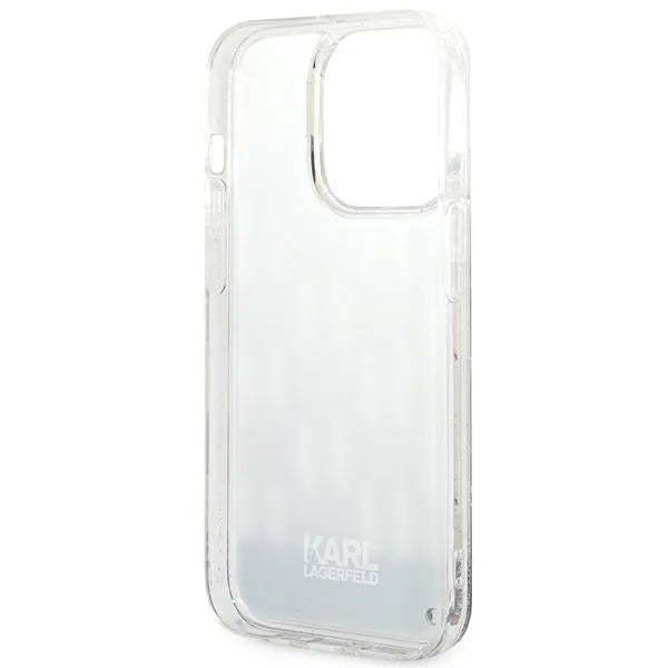 Karl Lagerfeld Monogram Liquid Glitter – dėklas iPhone 14 Pro (sidabrinis)