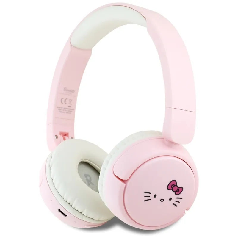 Hello Kitty Face Logo – belaidės ant ausų dedamos Bluetooth V5.3 ausinės (rožinės)