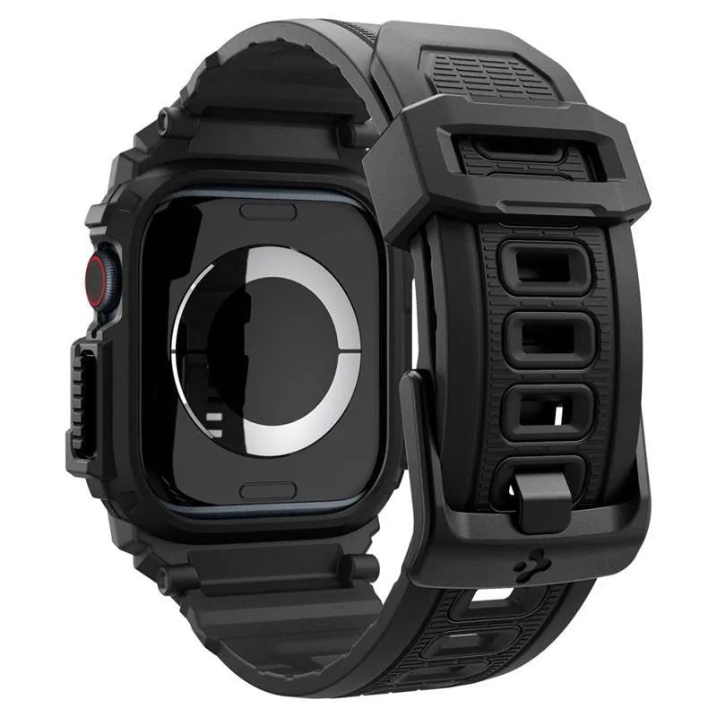 Spigen Rugged Armor Pro - Dirželis su dėklu Apple Watch 10 46 mm (matinė juoda)