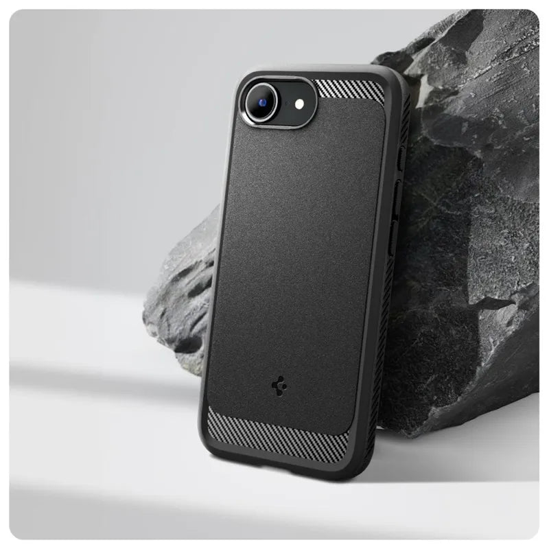 Spigen Rugged Armor Mag MagSafe – dėklas iPhone 17e / 16e (matinė juoda)