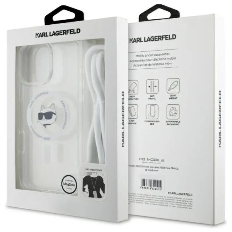 Karl Lagerfeld IML Choupette Head & Cord MagSafe – dėklas iPhone 16 Pro Max (skaidrus)