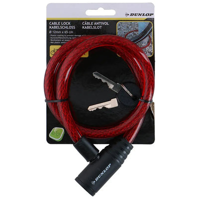 Dunlop - Spiralinė rakinama dviračio spyna 65 cm (raudona)