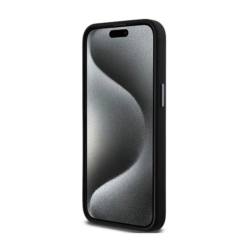 DKNY Liquid Silicone Metal Logo – dėklas iPhone 15 Pro Max (juodas)