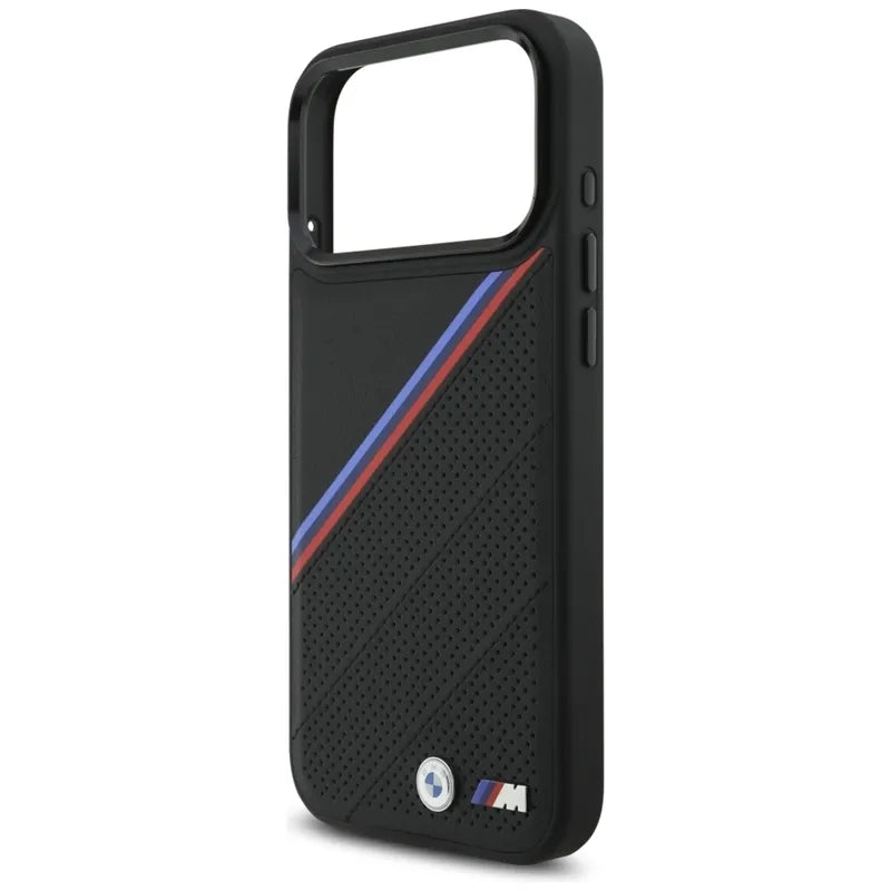 BMW M Tricolor Metal Logo MagSafe - iPhone 17 Pro Max dėklas (juodas)