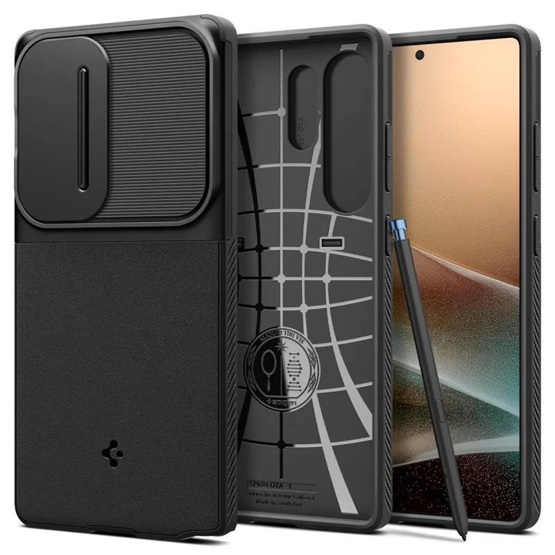 Spigen Optik Armor – dėklas Samsung Galaxy S25 Ultra telefonui (juodas)