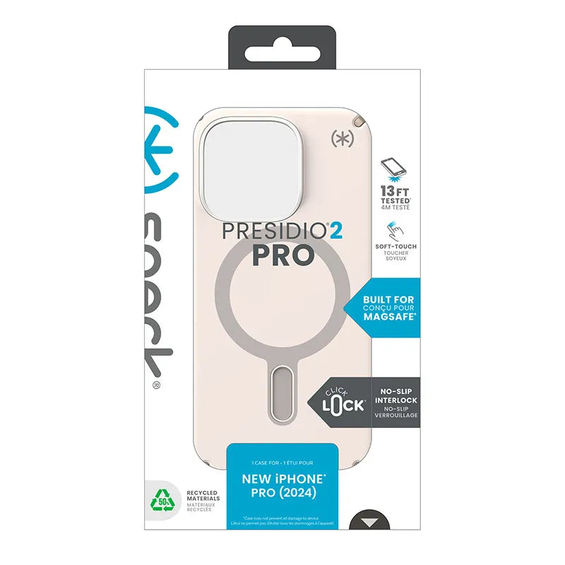 Speck Presidio2 Pro ClickLock & MagSafe - dėklas iPhone 16 Pro (Bleached Bone / Heirloom Gold / Hazel Brown)