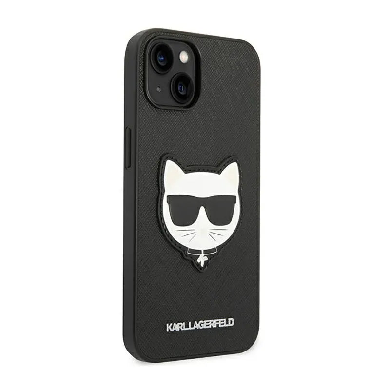 Karl Lagerfeld Saffiano Choupette Head Patch dėklas – Dėklas iPhone 14 Plus (juodas)