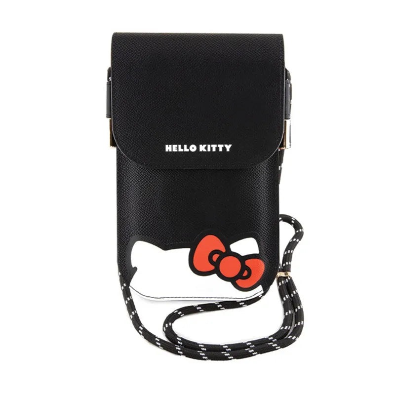 Hello Kitty Leather Hiding Kitty Cord – telefono krepšys per petį (juodas)