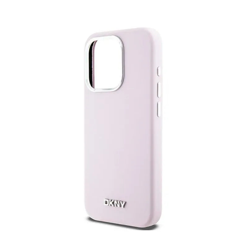 DKNY Liquid Silicone Small Metal Logo MagSafe – dėklas iPhone 15 Pro (rožinis)