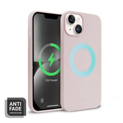 Crong Color Cover Magnetic – MagSafe dėklas, skirtas iPhone 14 Plus (smėlio rožinė spalva)