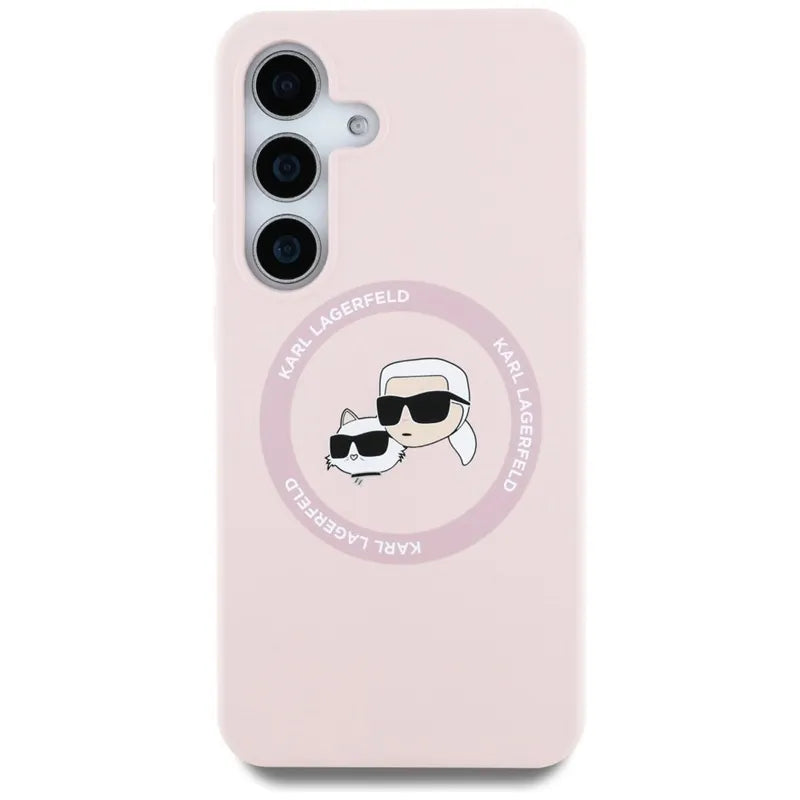 Karl Lagerfeld Silicone Double Heads And Circle MagSafe – dėklas, skirtas Samsung Galaxy S25+ (rožinis)