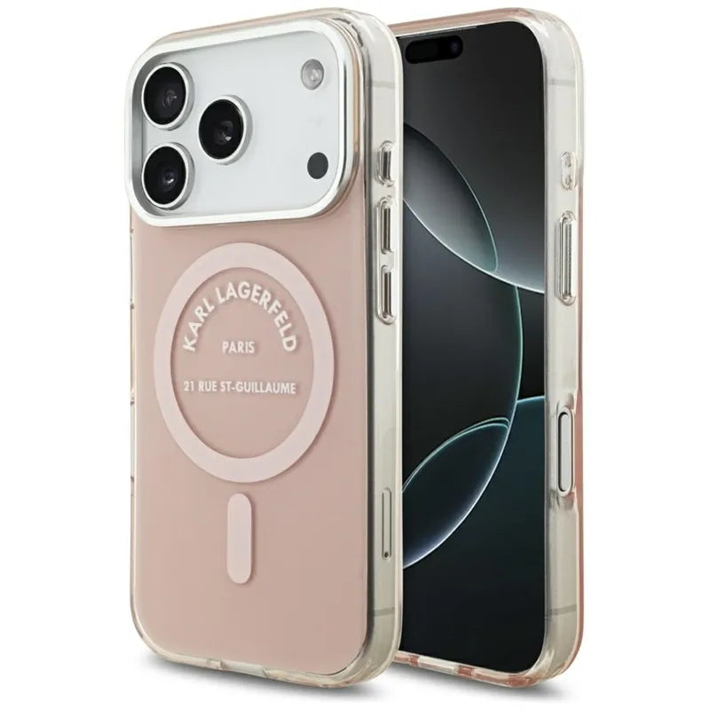 Karl Lagerfeld IML Karl RSG Logo MagSafe – dėklas iPhone 17 Pro (rožinis)