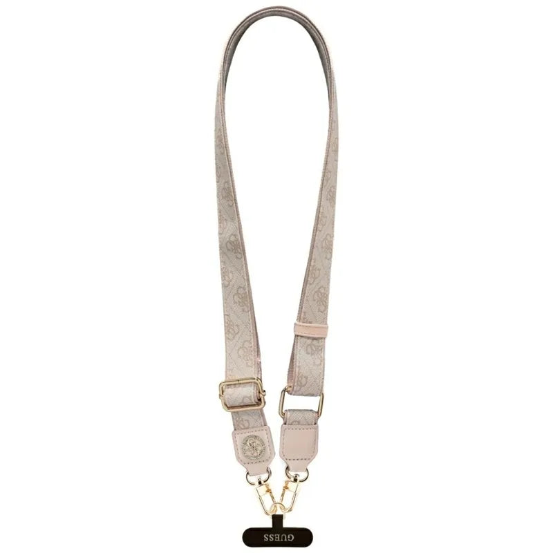 Guess Universal Crossbody Strap 4G Tether Patch Strass Metal Logo - Universalus telefono dirželis / virvelė (rožinis)