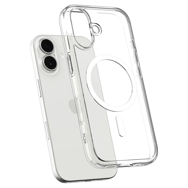 Spigen Ultra Hybrid Mag MagSafe – dėklas iPhone 17 (skaidrus/baltas)