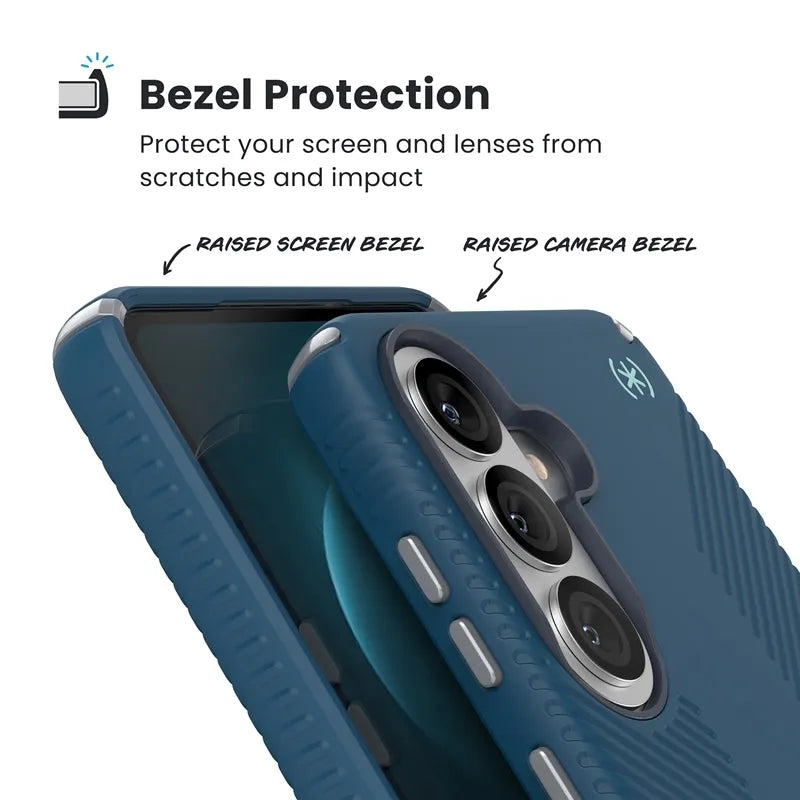 Speck Presidio2 Grip Magnet – Samsung Galaxy S26+ MagSafe dėklas (Deep Sea/Silver Metallic/Spell Blue)