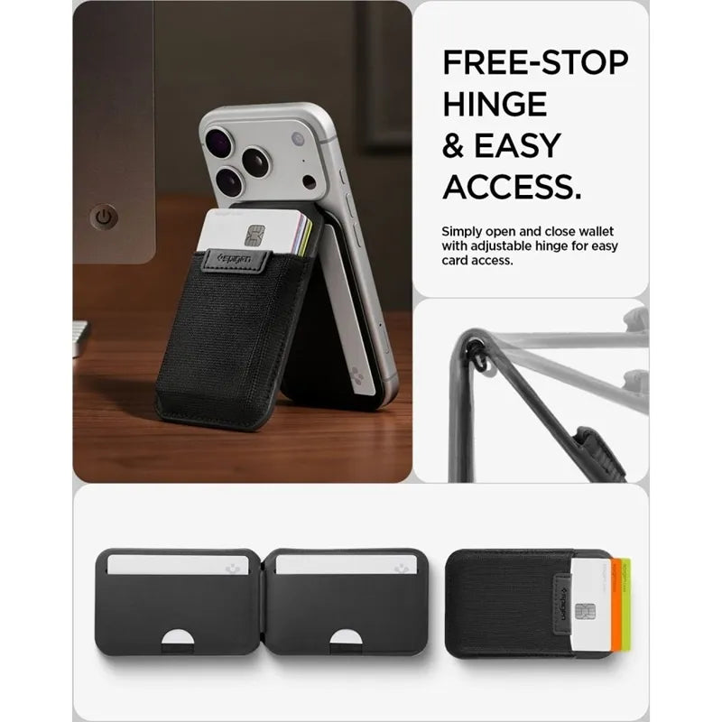 Spigen Slim Fold S314-4 MagSafe – magnetinė piniginė su stovo funkcija (juoda)