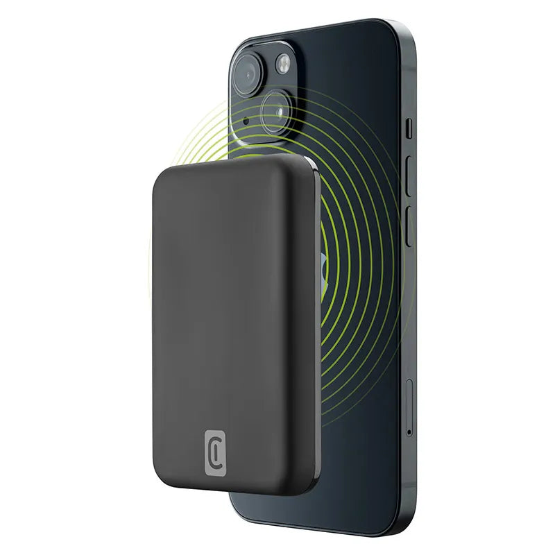 Cellularline MAG 5000 - 5000mAh 7.5W MagSafe indukcinė išorinė baterija (juoda)