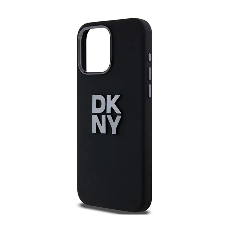 DKNY Liquid Silicone Metal Logo – dėklas iPhone 15 Pro Max (juodas)