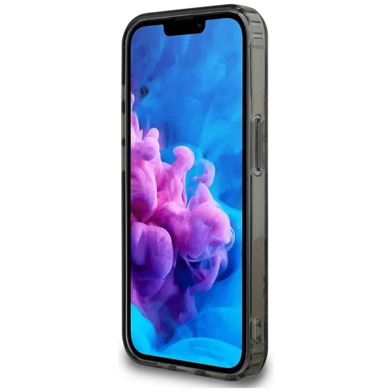 Guess IML Flowers MagSafe – dėklas iPhone 16e (juodas)