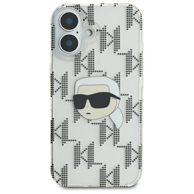 Karl Lagerfeld IML Karl Head Electroplated – dėklas iPhone 16 telefonui (skaidrus)