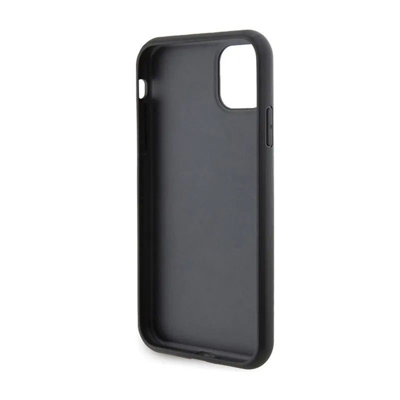 Karl Lagerfeld Gripstand Saffiano Karl & Choupette Pins – dėklas iPhone 11 (juodas)