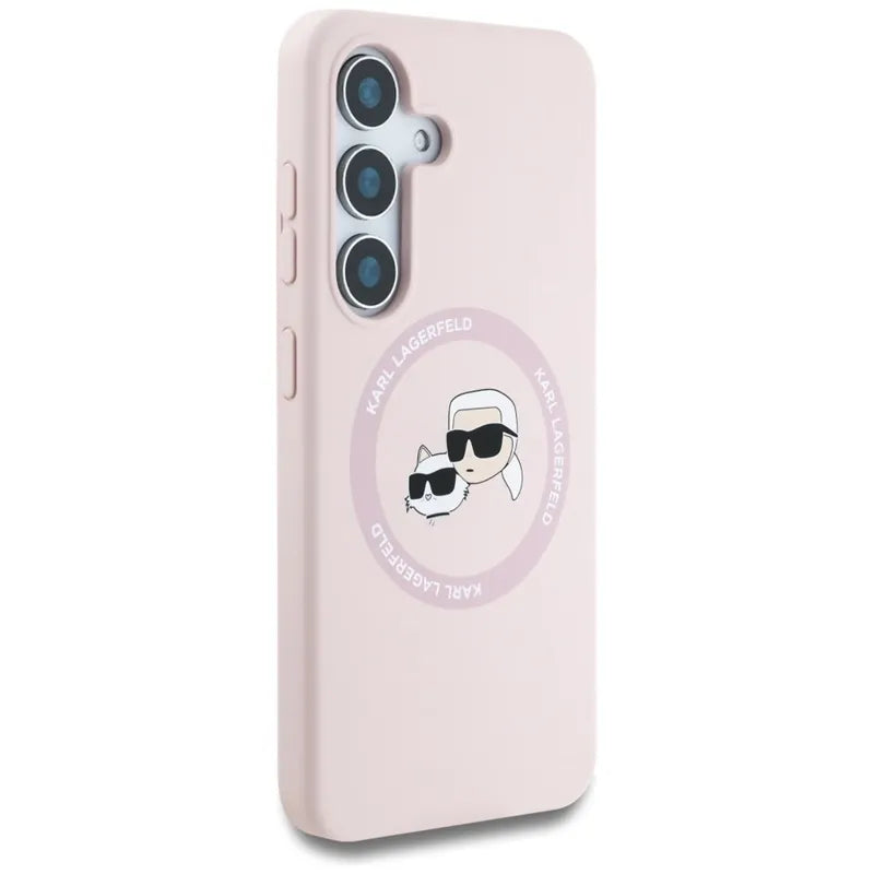 Karl Lagerfeld Silicone Double Heads And Circle MagSafe – dėklas, skirtas Samsung Galaxy S25+ (rožinis)