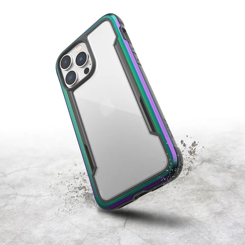 X-Doria Raptic Shield – aliumininis dėklas, skirtas iPhone 14 Pro Max (atlaiko kritimą iš 3 m) (vaivorykštinis)