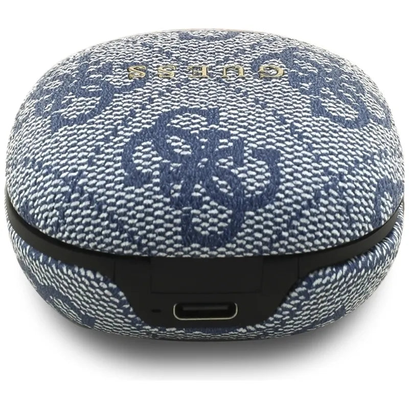 Guess 4G Classic Metal Logo – Bluetooth TWS ENC ausinės + įkrovimo dėklas (Mėlyna)