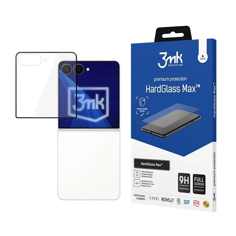 3mk HardGlass Max – grūdintas stiklas, skirtas Samsung Galaxy Z Flip 8 (priekinei daliai), juodas