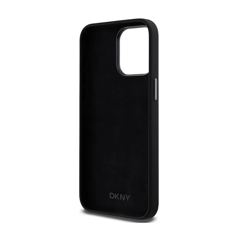 DKNY Liquid Silicone Metal Logo – dėklas iPhone 15 Pro Max (juodas)
