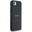 Guess Grained Ring MagSafe – dėklas iPhone 16e (juodas)