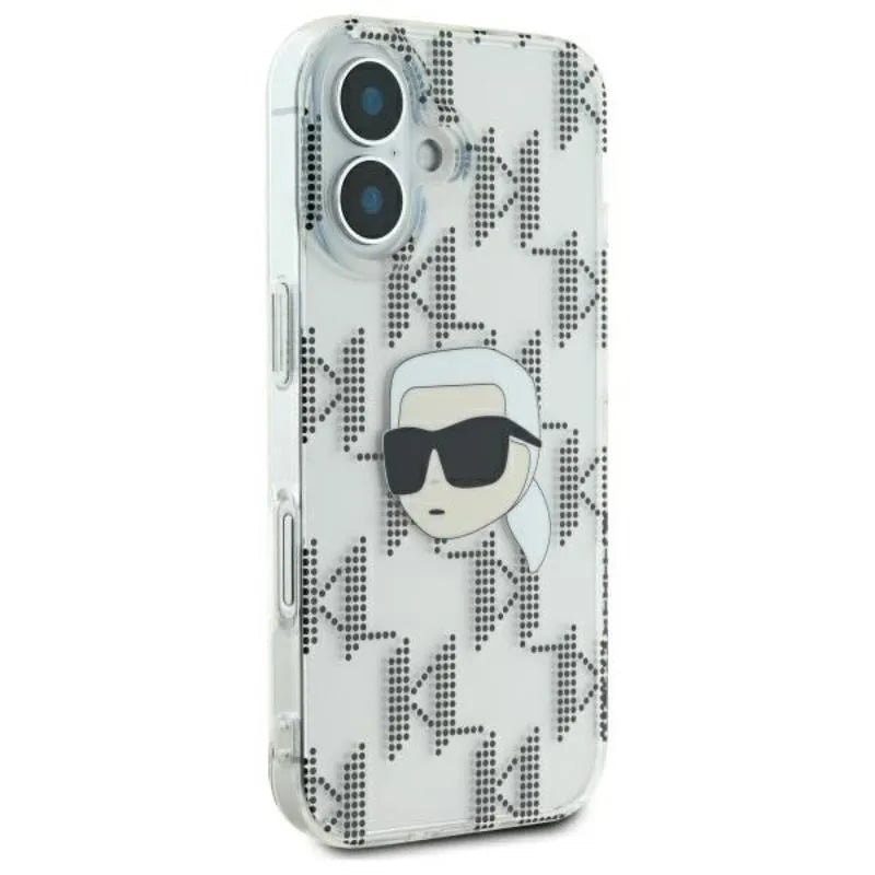 Karl Lagerfeld IML Karl Head Electroplated – dėklas iPhone 16 telefonui (skaidrus)