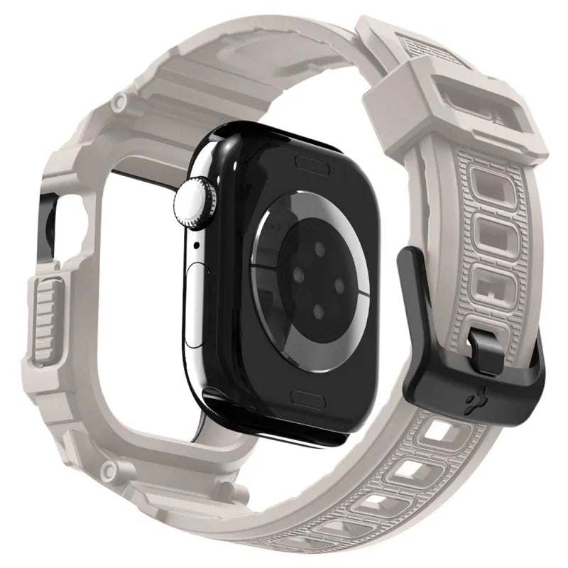 Spigen Rugged Armor Pro V2 – dirželis su dėklu Apple Watch 10/11 42mm (Dune Beige)