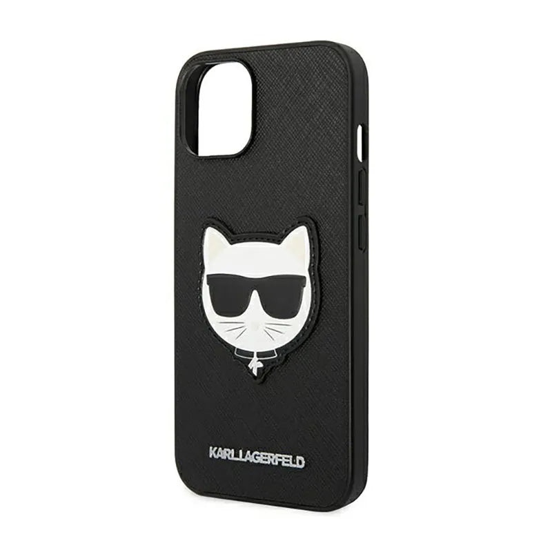 Karl Lagerfeld Saffiano Choupette Head Patch dėklas – Dėklas iPhone 14 Plus (juodas)