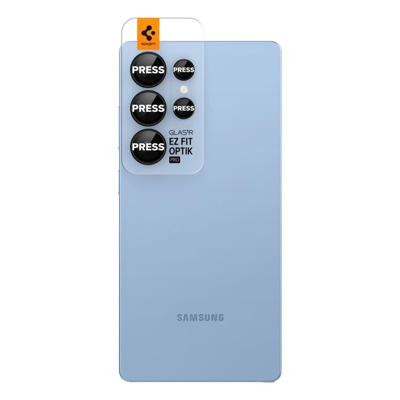 Spigen Optik Pro GLAS.TR EZ Fit fotoaparato apsauginis stikliukas (2 vnt.) – Objektyvo apsauga Samsung Galaxy S25 Ultra (juodas)