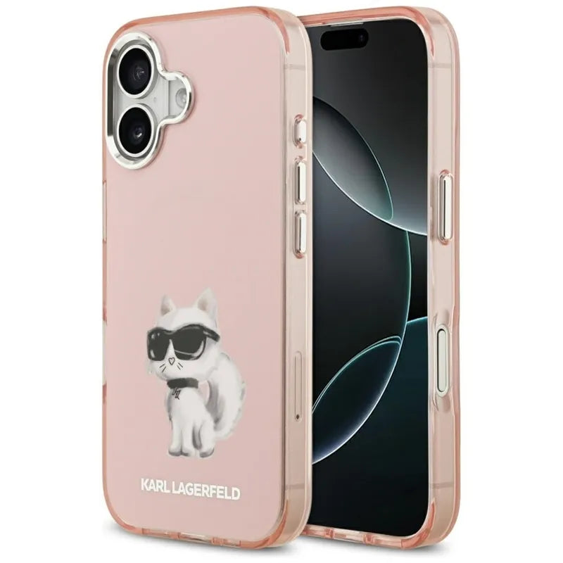 Karl Lagerfeld IML Aquarelle Choupette & Logo MagSafe - Dėklas iPhone 17 (rožinis)