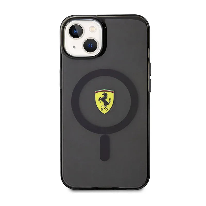 Ferrari Translucent MagSafe – dėklas iPhone 14 (juodas)