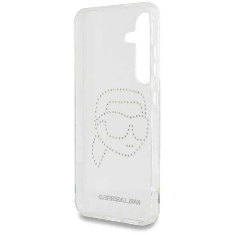 Karl Lagerfeld Rhinestones Karl Head Logo – dėklas Samsung Galaxy S25 (skaidrus)